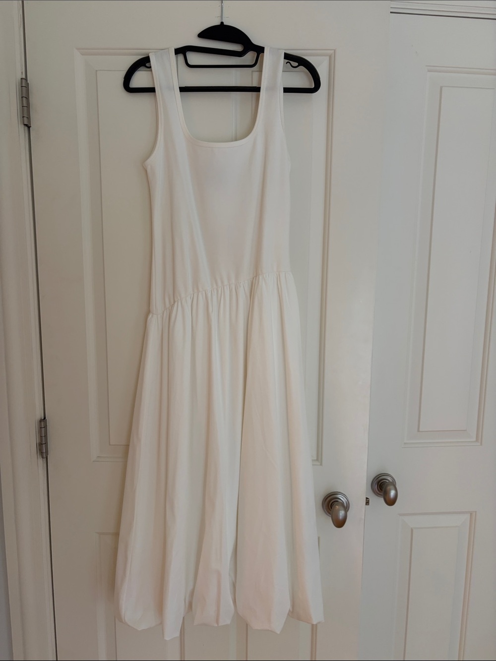 Off White Bubble Hem Midi Dress